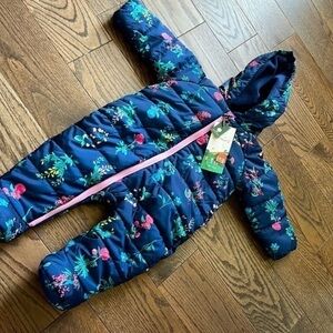 Joules snow suit 3-6 months baby Blue and floral luxury designer sale winter